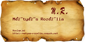 Mátyás Rozália névjegykártya
